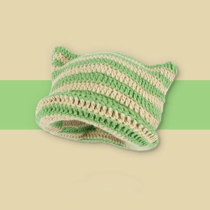 Crochet Hats for Women Cat Beanie Vintage Beanies Women Fox Hat Grunge - Image 2