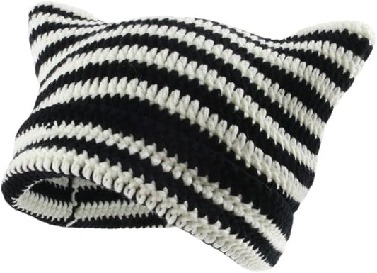 Crochet Hats for Women Cat Beanie Vintage Beanies Women Fox Hat Grunge by GGOOB