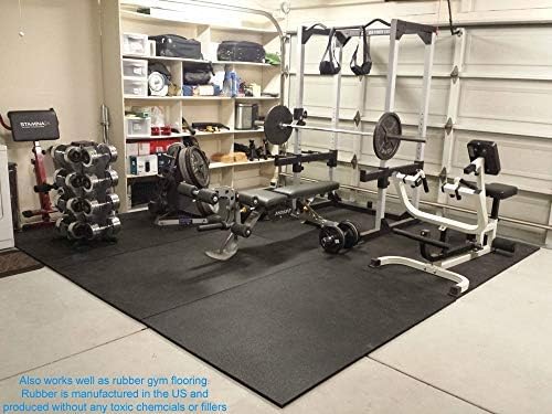 American Floor Mats - Heavy Duty Stall Tiles - Stable/Horse Tiles - Thick, Durable Rubber Flooring Solid Black 10' x 20' Set 3/8" Thick (50 Tiles Total)