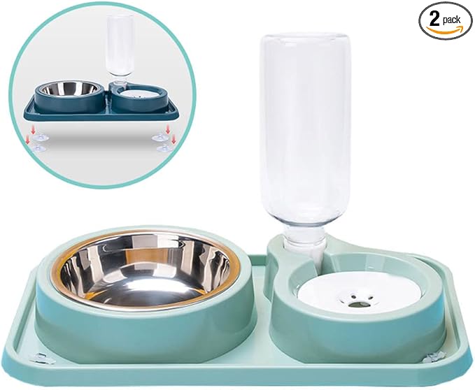 JiangYanus Double Dog Cat Bowls, Pet Water and Food Bowl Set by JiangYanus