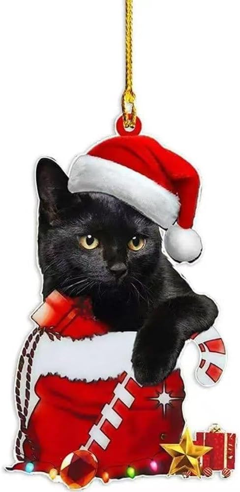 2026 Cat Tree Christmas 2D Ornaments Black Cat Acrylic Decorations - Image 4