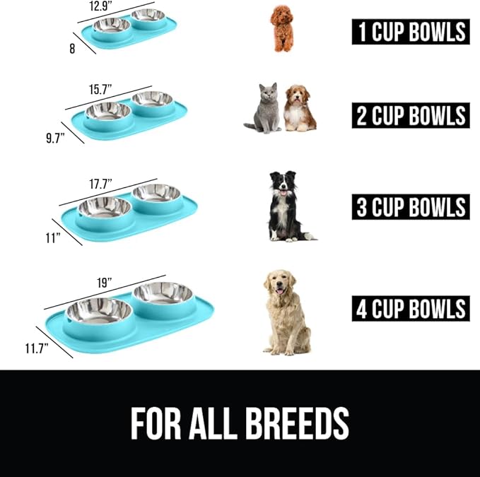 GORILLA GRIP Feeding Mat Bowl Set, 3 Cup 100% Waterproof BPA Free Silicone - Image 6