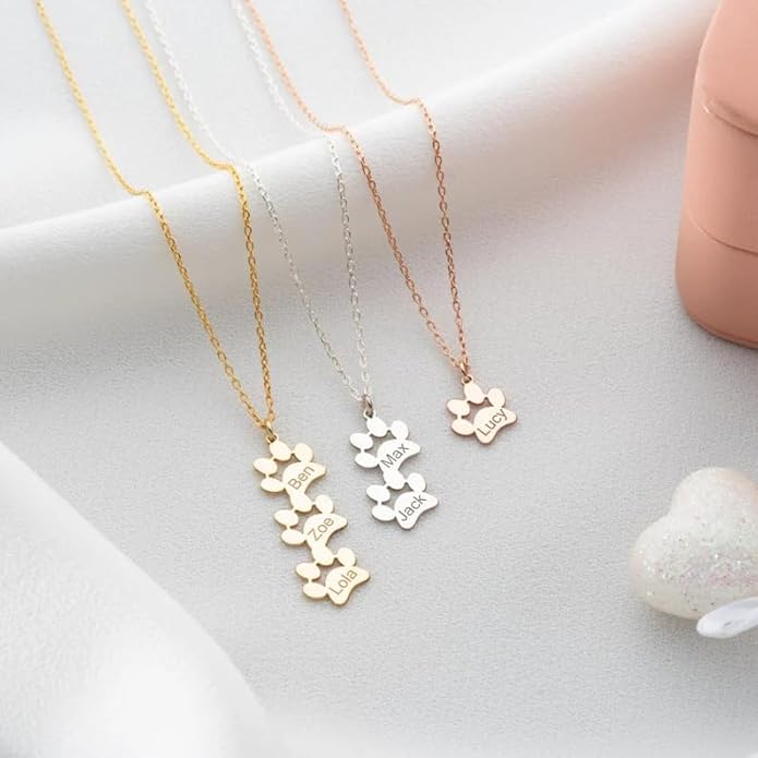 Birthstone necklace for women, Dainty gold necklace, Custom Engraved Paw Name - Image 5