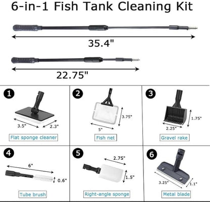 AQUANEAT 6 in 1 Fish Tank Cleaning Tools, Aquarium Cleaner Set - Image 2