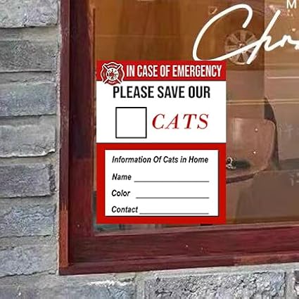 Emergency Pet Rescue Stickers – in Case of Emergency Save My Cat – Fire Safety - Image 4