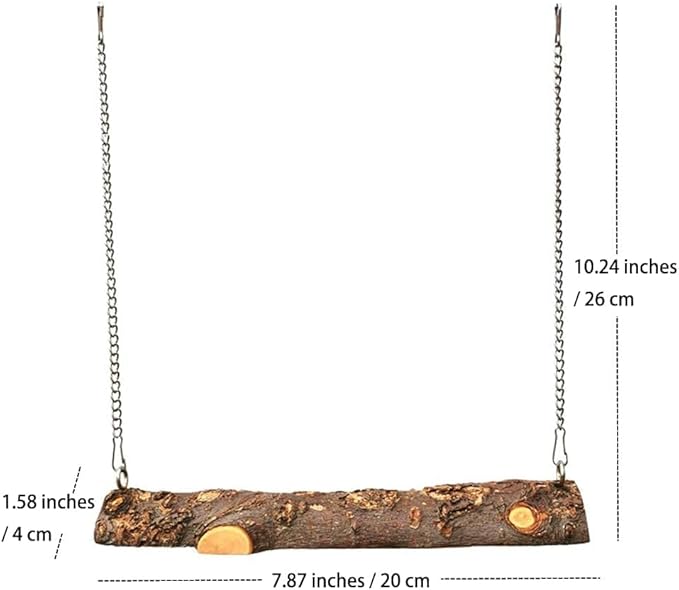 Pet Bird Swing, Parrot Cage Toys, Natural Wooden Swing Toys - Image 2
