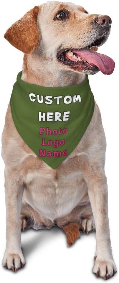 Personalized Dog Bandanas Custom Pet Scarf Add Your Own Logo Photo Text by YURIOPF