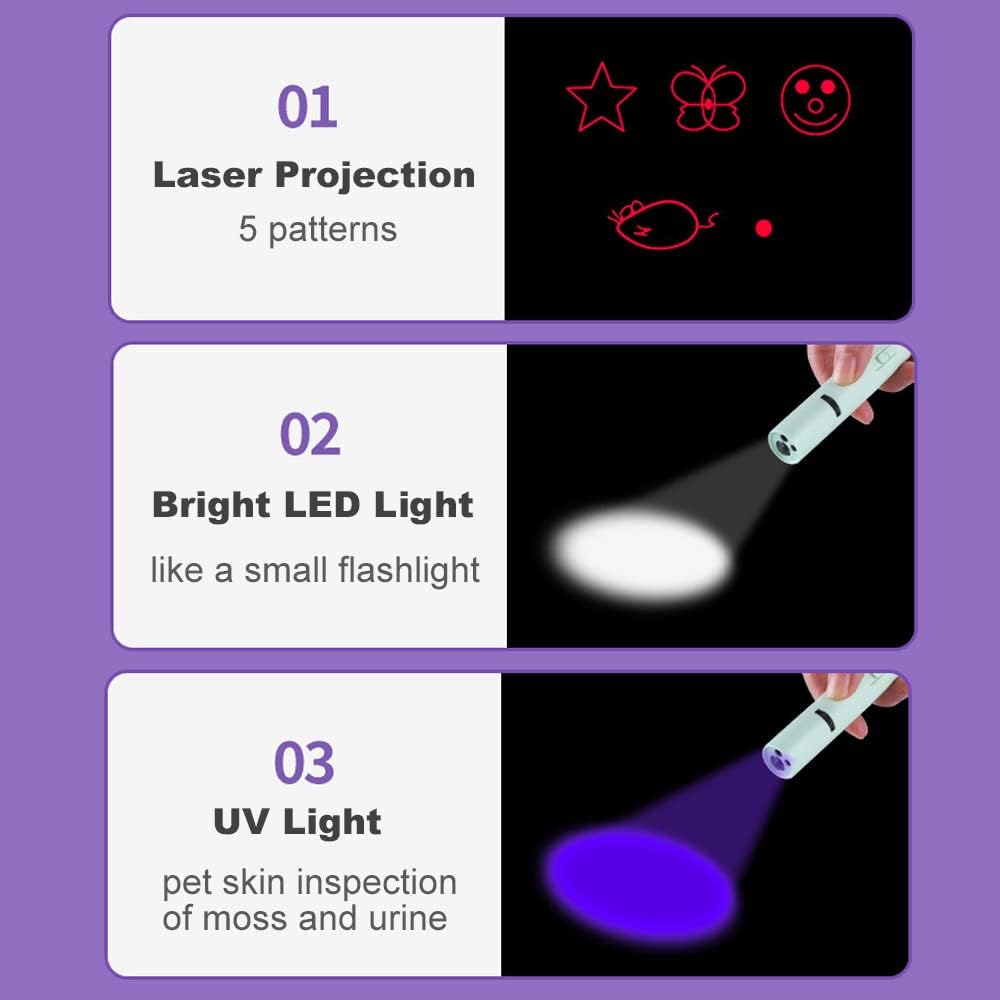 PARTSPOWER Laser Pointer Interative Cat Toy for Cats to Chase, Rechargeable Red Laser Light Pointer Exercises Training Tool for Kittens Cats Dogs (Green)