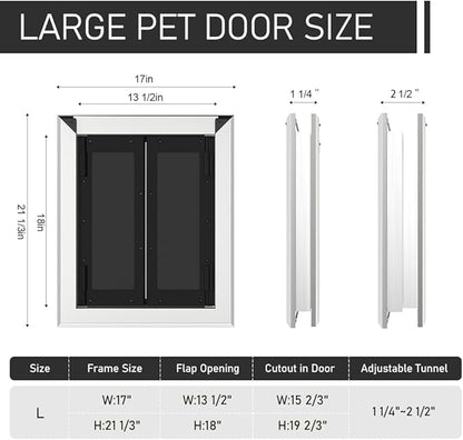 Aluminum French Large Dog Door, Strong Double Magnetic Flaps, - Image 2