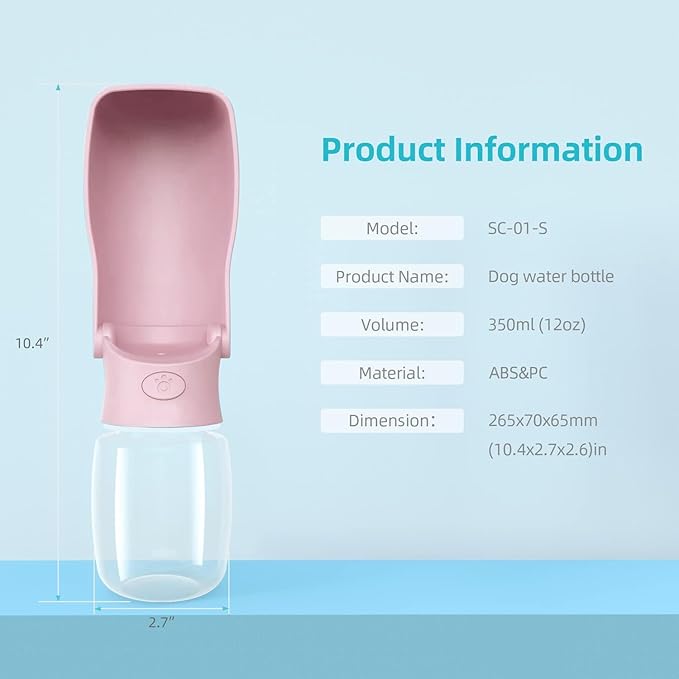 Portable Dog Water Bottle for Walking 19 OZ or 12 OZ Portable Pet Water Bottles - Image 3