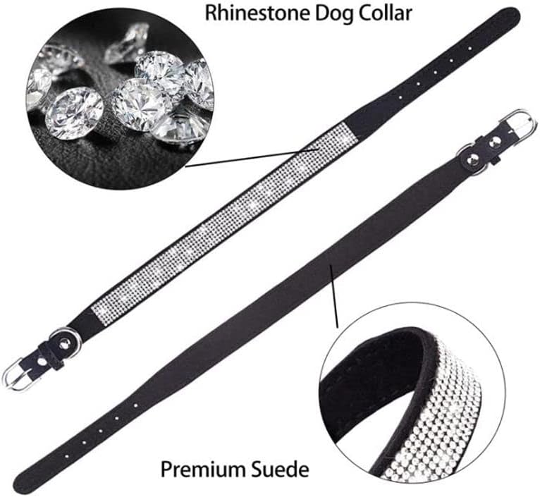 Rhinestone Dog Collar for Small Dogs, Bling Diamond Fancy Crystal Glitter Pretty Jewel Pet Puppy Collars for XXS XS Small Medium Large Breed Girl Dogs Female Cats Kitten, Colorful Hot Pink L