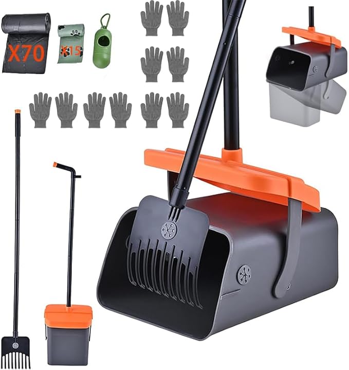 Pooper Scooper with 85 Bags & Swivel Box, 46-Inch Adjustable Long Handle and by Puredestiny