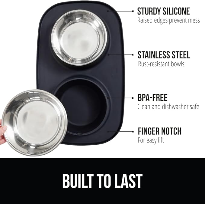 GORILLA GRIP Feeding Mat Bowl Set, 3 Cup 100% Waterproof BPA Free Silicone Base - Image 2