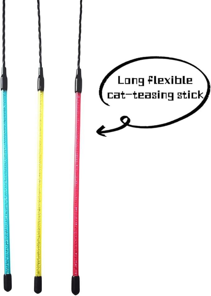 IUHKBH Cat Feather Wands, 3 Colors Soft Turkey Feather Teaser Wands Interactive - Image 4
