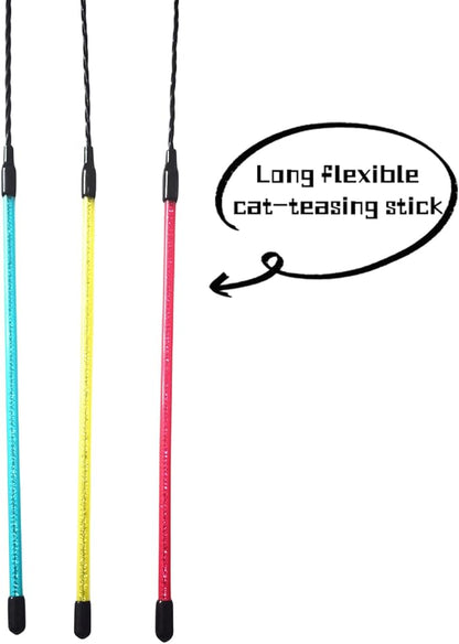 IUHKBH Cat Feather Wands, 3 Colors Soft Turkey Feather Teaser Wands Interactive - Image 4