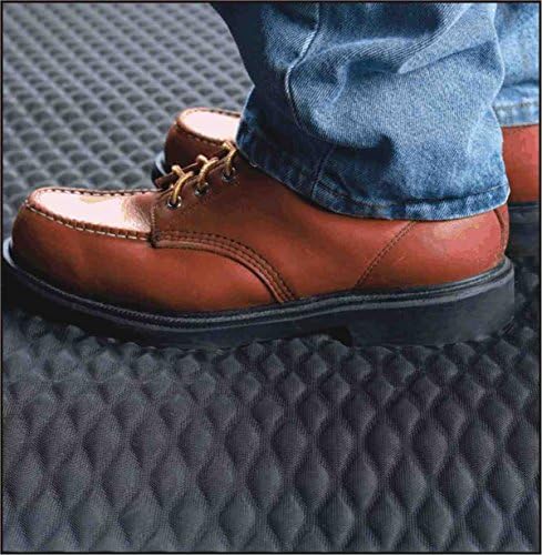 American Floor Mats Hog Heaven Premium 7/8" Black & Yellow Border 5' x 4' Nitrile Backed Anti-Fatigue Comfort Mat