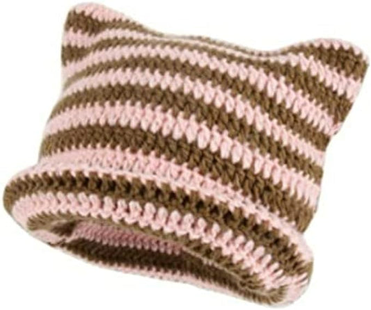 Crochet Hats for Women Cat Beanie Vintage Beanies Women Fox Hat Grunge by GGOOB