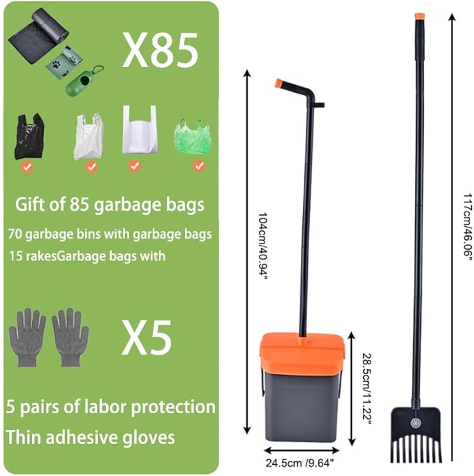 Pooper Scooper with 85 Bags & Swivel Box, 46-Inch Adjustable Long Handle and - Image 6