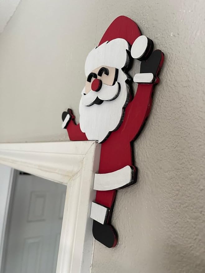 Christmas Door Topper Holiday Home Decor Funny Snowman Santa Claus Top Door - Image 5