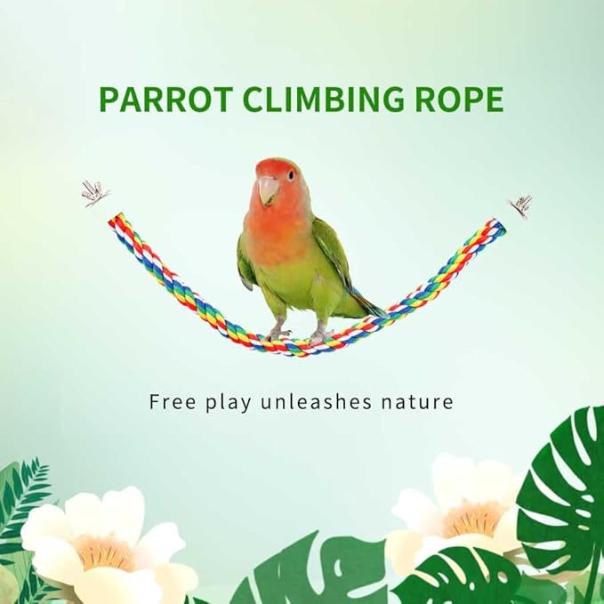 41Inch × 0.8-Inch Diameter Nipple Style Bird Rope Perch, Bird cage Accessories - Image 8