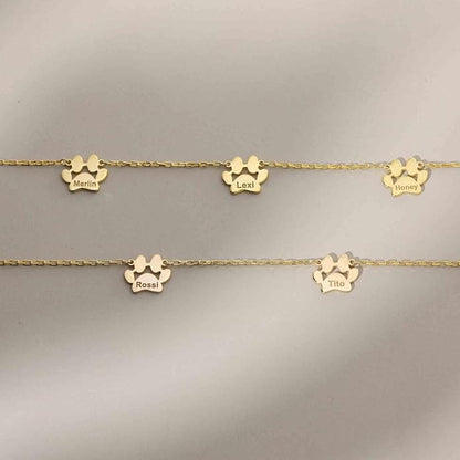 Personalized Cute Dog Cat Paw Name Necklace Forever Love Custom Heart Pendant - Image 5