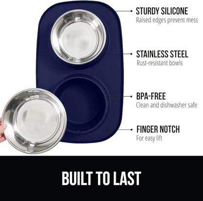 GORILLA GRIP Feeding Mat Bowl Set, 100% Waterproof BPA Free Silicone, 304 - Image 2