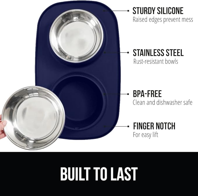 GORILLA GRIP Feeding Mat Bowl Set, 3 Cup 100% Waterproof BPA Free Silicone - Image 2