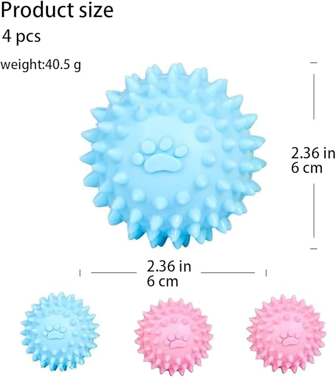 4Pcs Colorful Dogs Toy Spiky TPR Ball No Squeak Chew Toy Long Lasting - Image 2