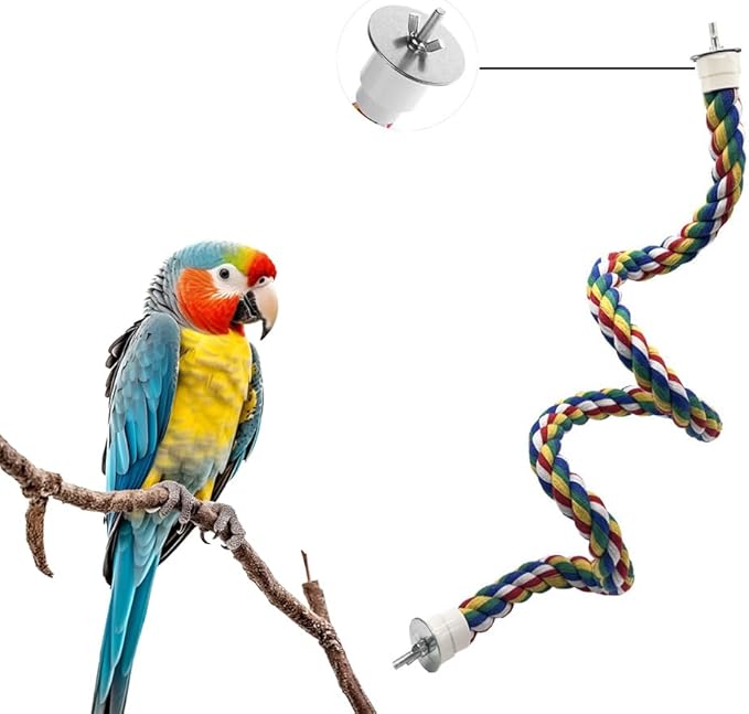 Bendable Fun Climbing Bird Cotton Rope Perch, Colorful Bungee Toy - Image 3