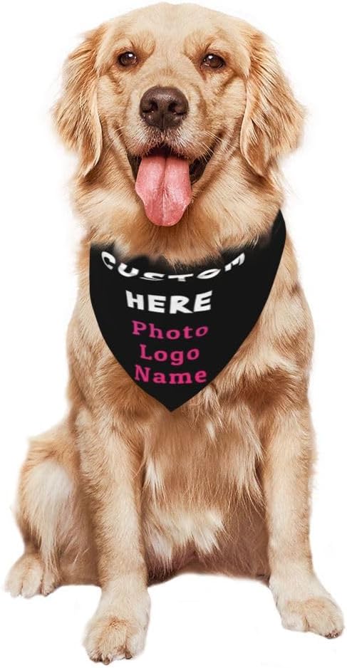 Personalized Dog Bandanas Custom Pet Scarf Add Your Own Logo Photo Text - Image 7