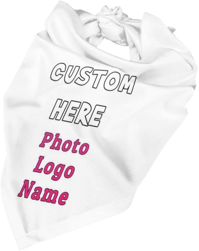Personalized Dog Bandanas Custom Pet Scarf Add Your Own Logo Photo Text - Image 4