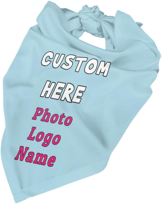 Personalized Dog Bandanas Custom Pet Scarf Add Your Own Logo Photo Text - Image 4