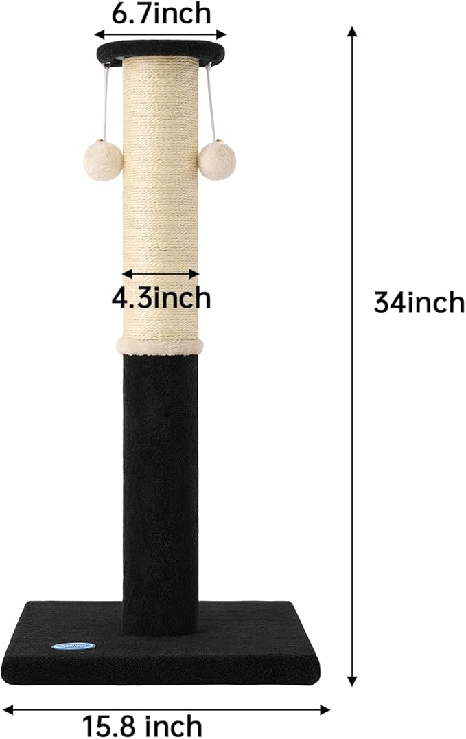 34-Inch Tall Cat Scratching Post, Komicoll Large Carpet Scratch Post, Sisal Cat - Image 5