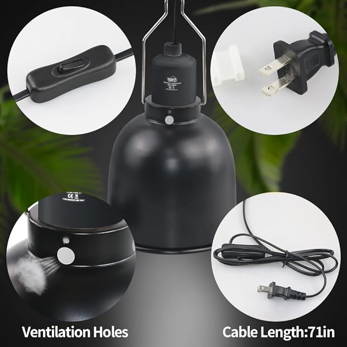 LUCKY HERP Aluminum 5.5inch Deep Dome Reptile Light Fixture, Reptile Heat Lamp - Image 3