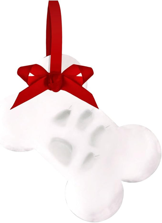 Kate & Milo Christmas Paw Print Bone Ornament, Holiday Pet Keepsake by KateMilo