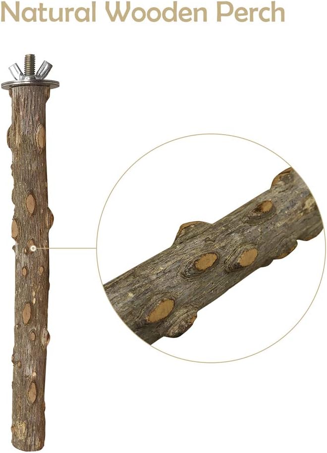 LIMIO Bird Perch 4 PCS Natural Wood Stand Parakeet Toys Bird Cage Accessories - Image 4
