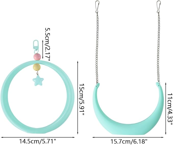 2PCS Bird Swing, Round & Half Moon Parrot Swing Perch - Image 4