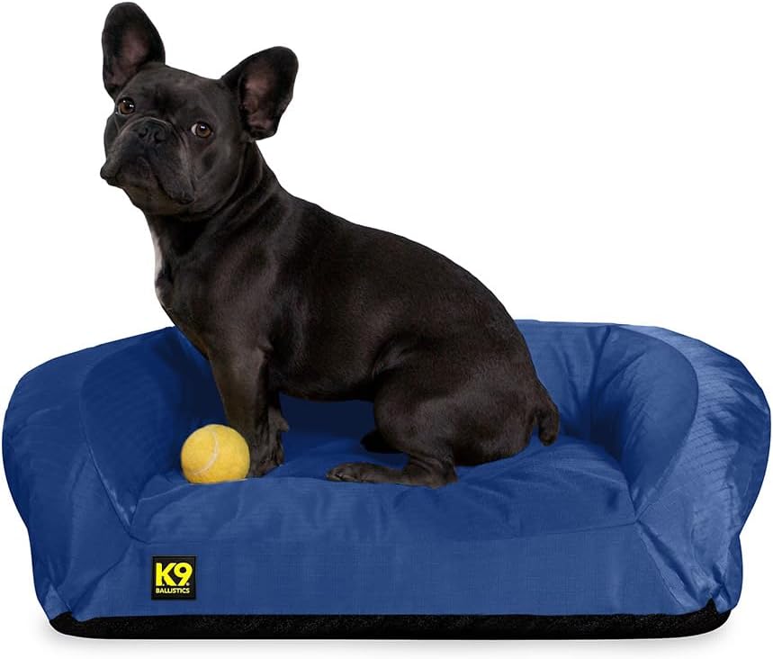 K9 Ballistics Tough Bolster Orthopedic Sofa Dog Bed with Removable Washable Cover - Durable, Water Resistant with Nonskid Bottom - Small, Taupe Premium Finish