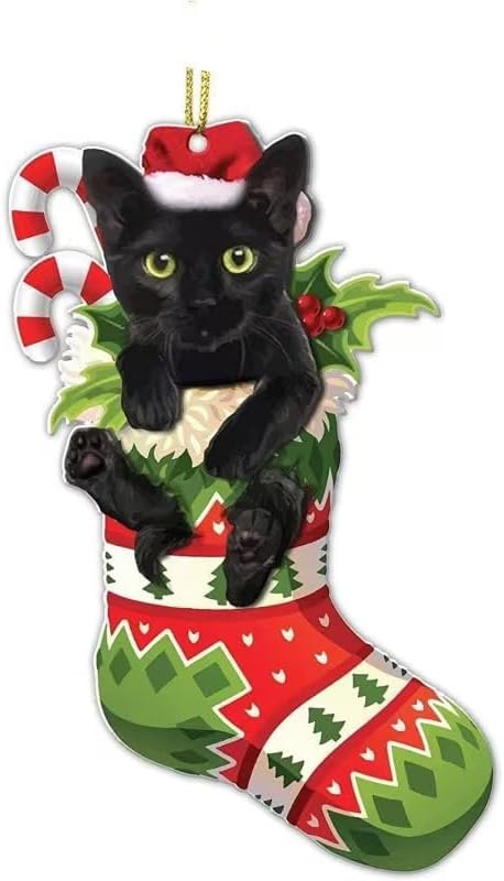 2026 Cat Tree Christmas 2D Ornaments Black Cat Acrylic Decorations - Image 5