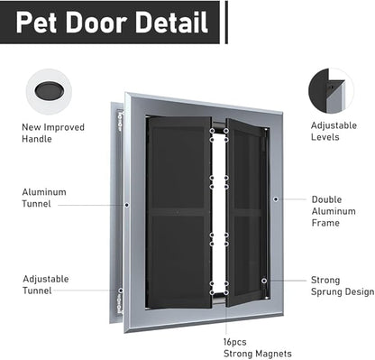 Aluminum French Large Dog Door, Strong Double Magnetic Flaps, - Image 5