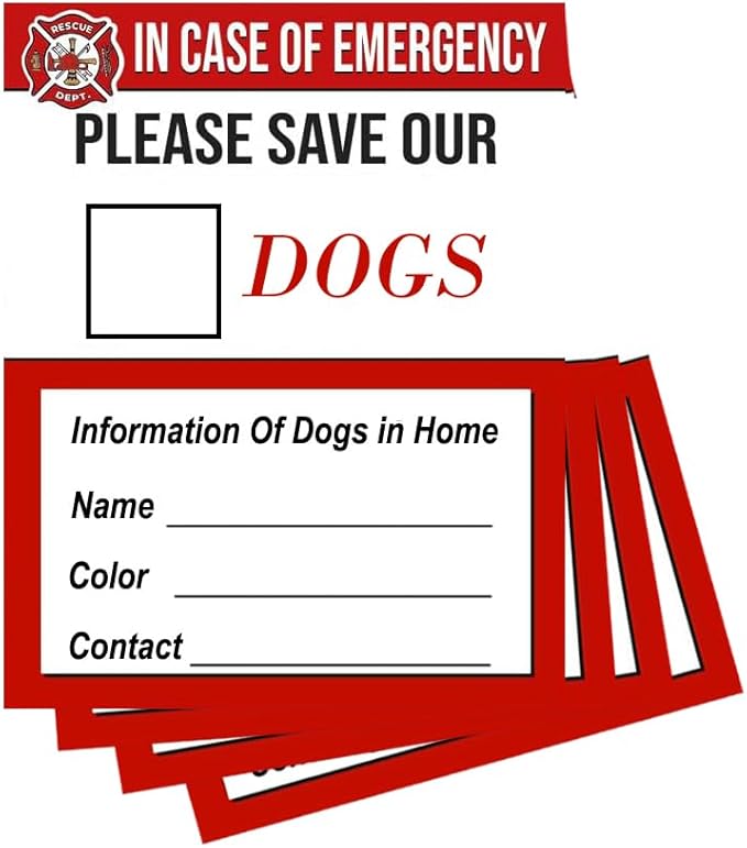 Emergency Pet Rescue Stickers – in Case of Emergency Save My Dog – Fire Safety by XTRAYXRAY