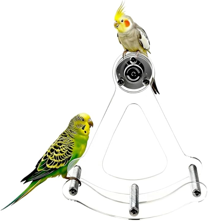 DONGKER Bird Swing Perch, Acrylic Parrot Hanging Perch Built-in Metal Bearings by DONGKER
