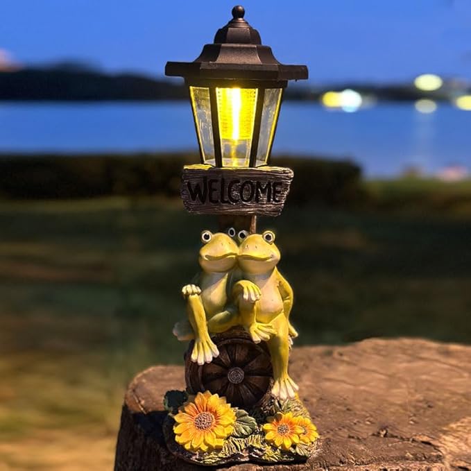 Solar Frog Garden Statue, Outside Frog Statue Gift - Image 2
