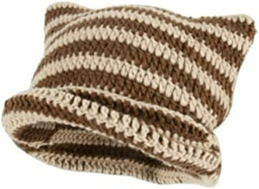 Crochet Hats for Women Cat Beanie Vintage Beanies Women Fox Hat Grunge by GGOOB