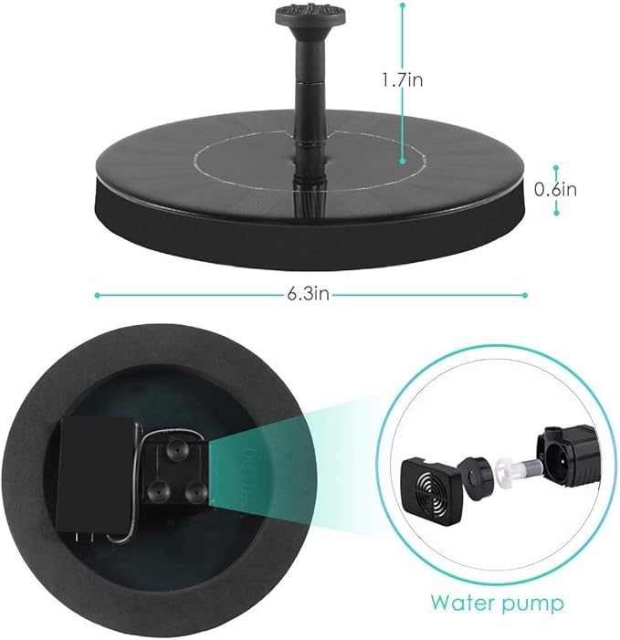 Solar Fountain Water Pump for Bird Bath, New Upgraded Mini Solar Powered - Image 3