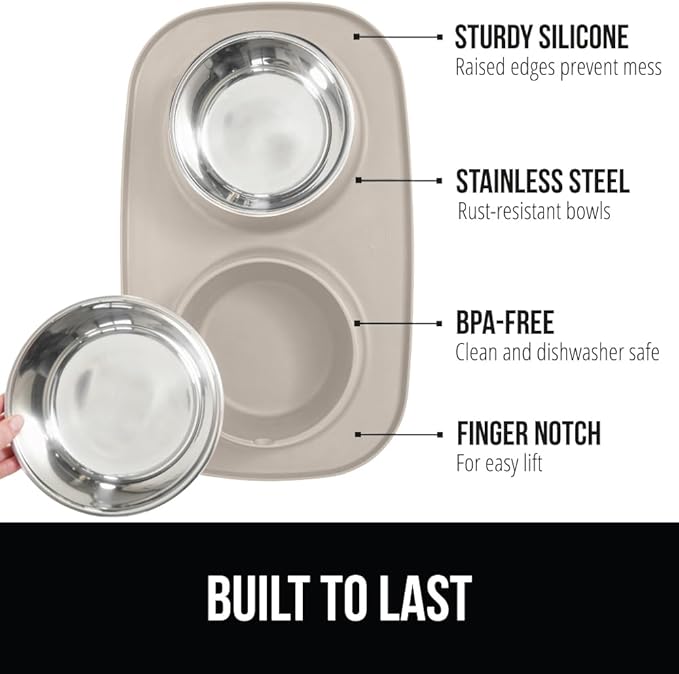 GORILLA GRIP Feeding Mat Bowl Set, 3 Cup 100% Waterproof BPA Free Silicone Base - Image 2