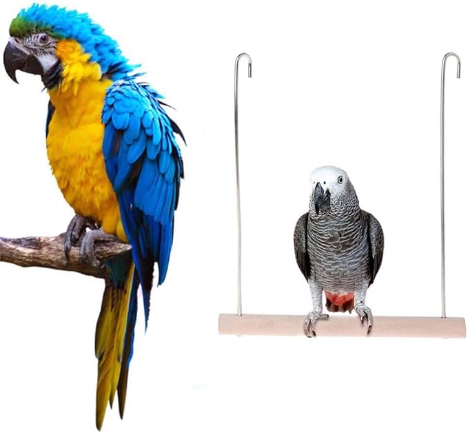 Bird Cage Swings, Natural Wood Pet Bird Swing Toys - Image 4