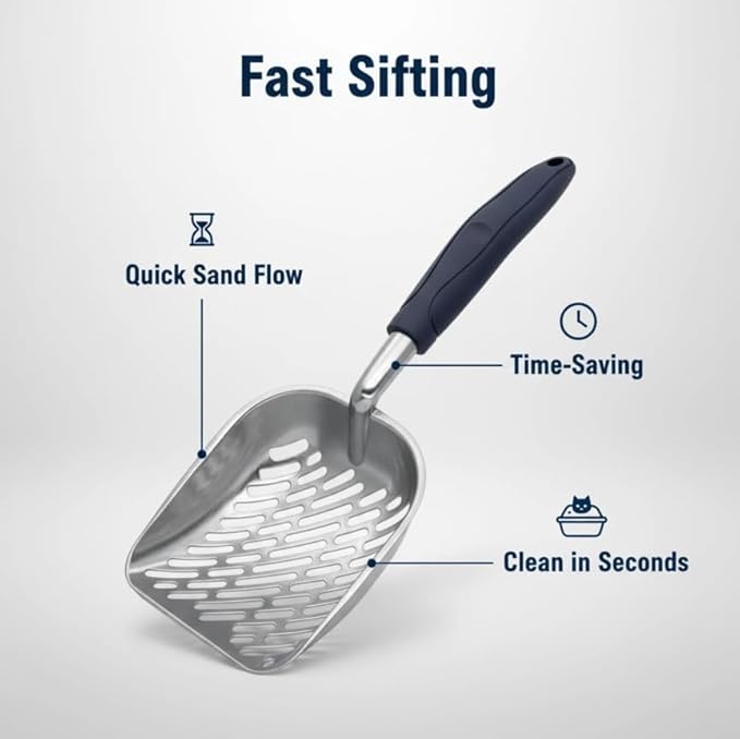 Aluminum Cat Litter Scoop in Holder, Non-Stick Cat Poop Scooper - Image 6