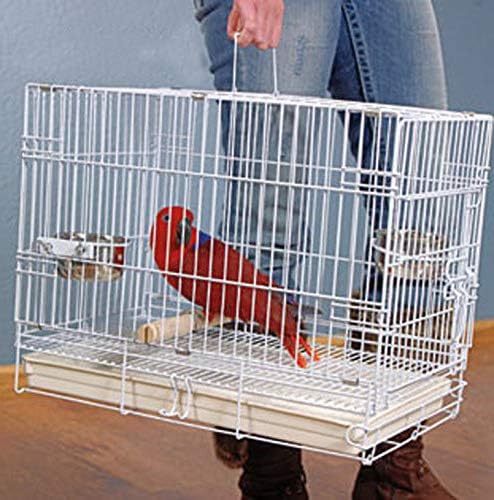 White Durable Metal Easy Foldable Travel Vet Carrier Perch Stand Metal Cage by Mcage