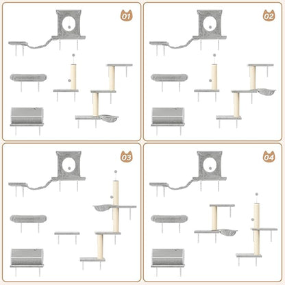 NUNU LAB 7-in-1 Cat Wall Shelves, Wall Mounted Cat Climber Set, Cat Furniture - Image 3